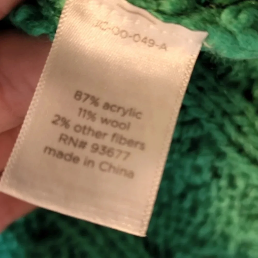 NWT JCP Green Wool Blend Crew Neck Sweater Size Small